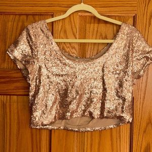 NWT rose gold sequin crop top